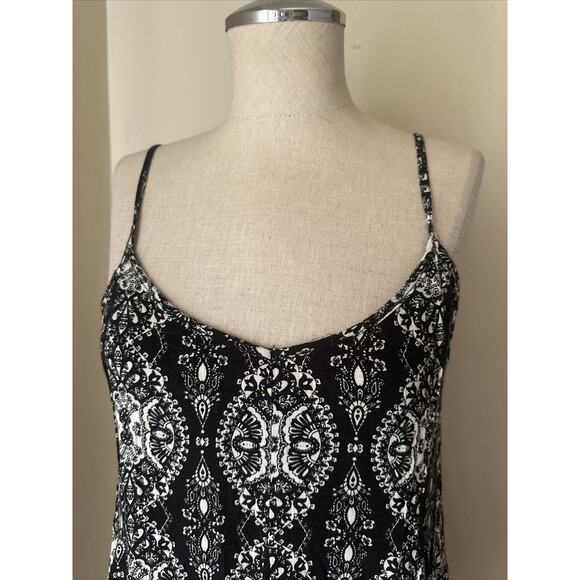 LILY ROSE BLACK IVORY FLORAL SPAGHETTI STAP FLUTED HEMLINE DRESS SIZE XL EUCXL - Picture 2 of 10